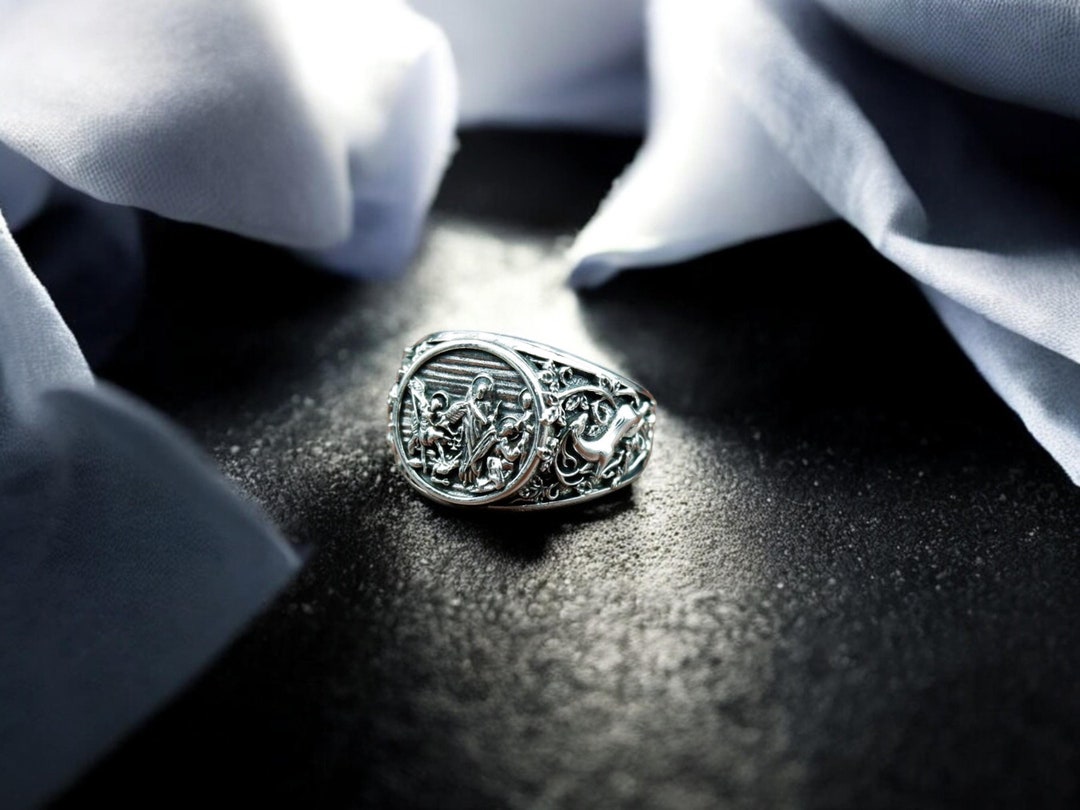 925 Sterling Silver Archangel St Saint Michael Ring, Archangel Raphael ...