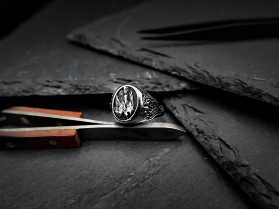925 Sterling Silver Viking Peregrine Falcon Ring Animal Bird Lover