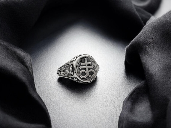 Sterling Silver Leviathan Cross Ring, Satanic Brimstone Ring - Etsy
