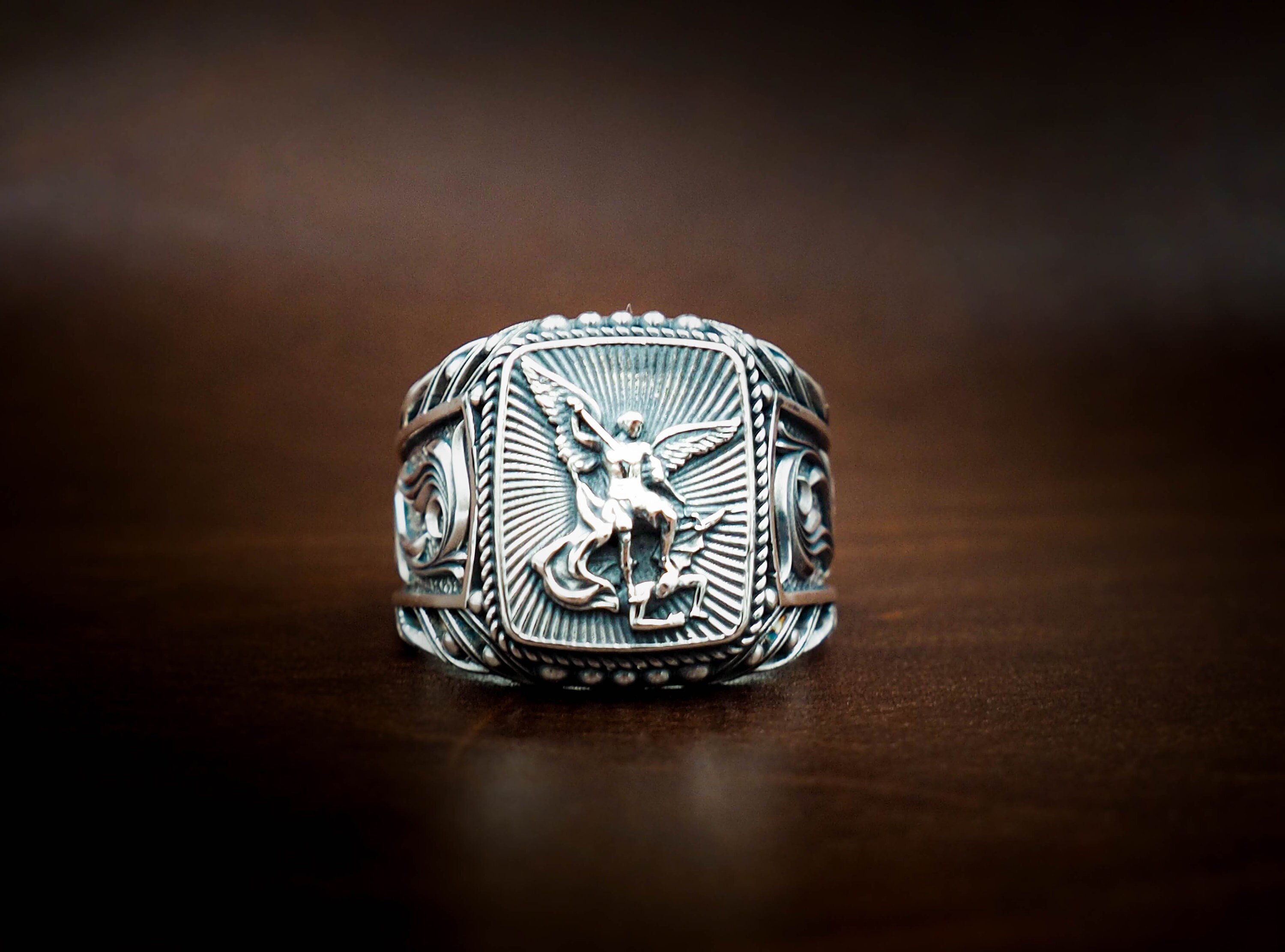 Saint St. Michael the Archangel Mens Ring Saint Michael Ring Etsy