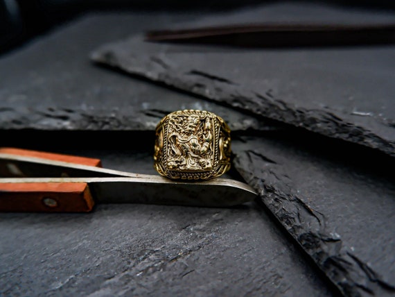 Brass Buddha Demon Ring, Buddhist Jewelry