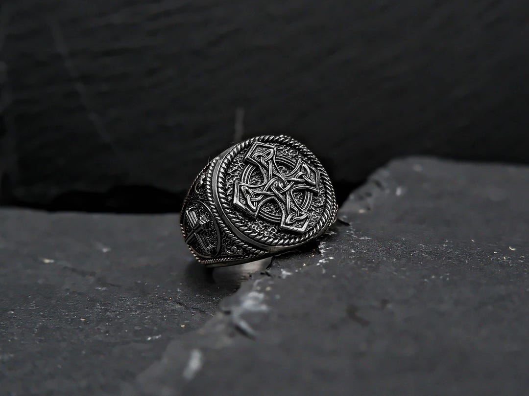 925 Sterling Silver Celtic Knot Cross Signet Ring - Etsy