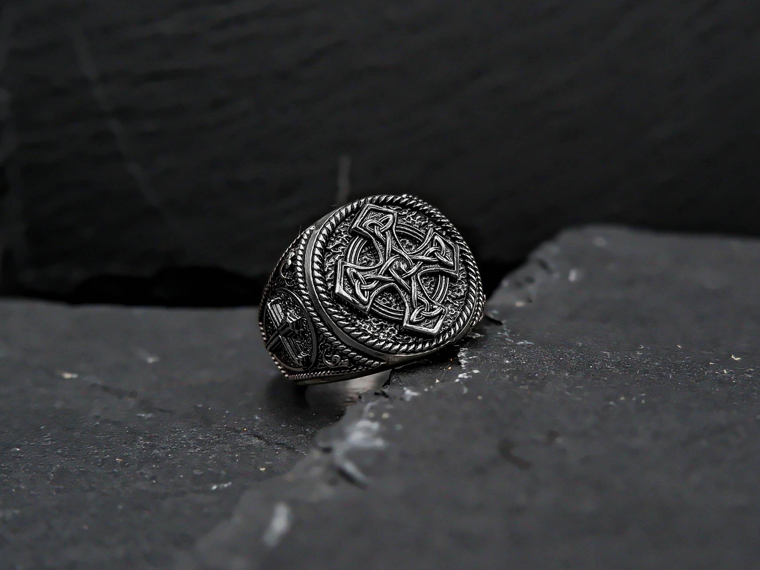925 Sterling Silver Celtic Knot Cross Signet Ring - Etsy