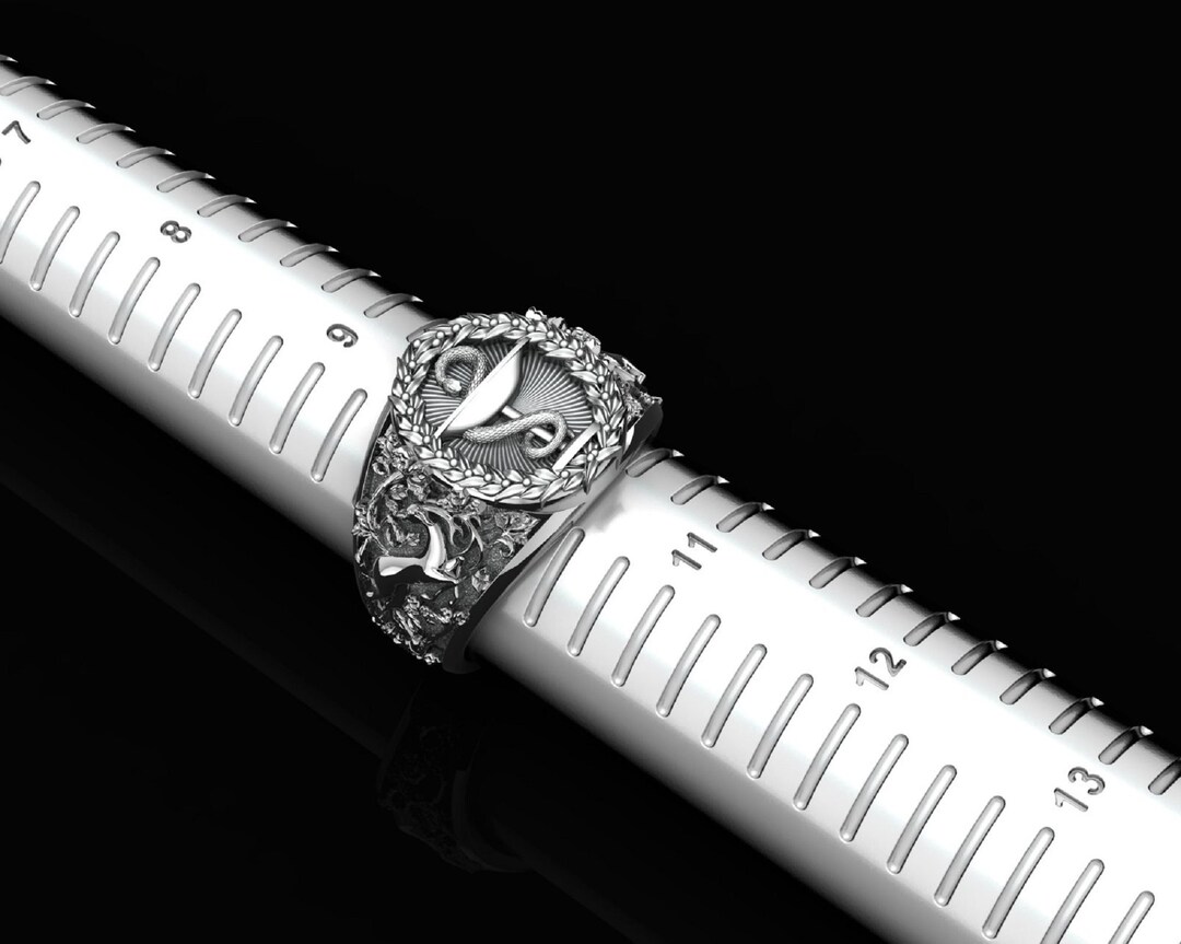 925 Sterling Silver Bowl of Hygieia Ring, Pharmacy Ring, Medical Ring, Pharmacy Symbol Ring