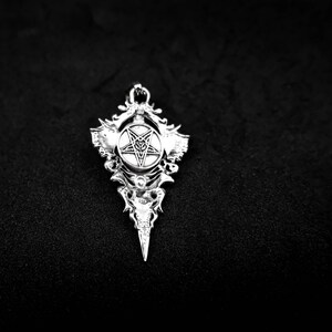 Colgante satánico de Baphomet en plata de ley 925, sello gótico de cabra de Satanás imagen 6