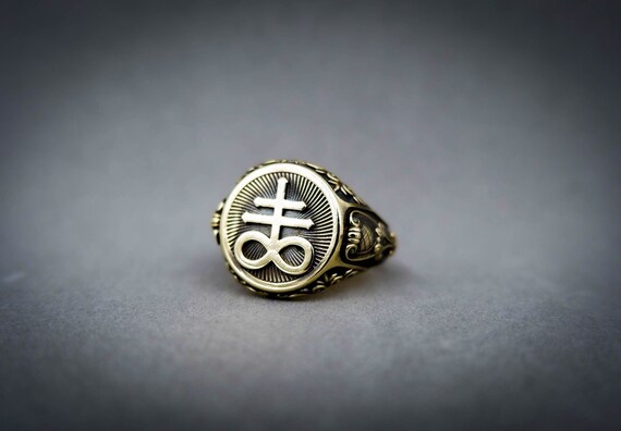 Brass Leviathan Cross Ring, Satanic Jewelry - Etsy