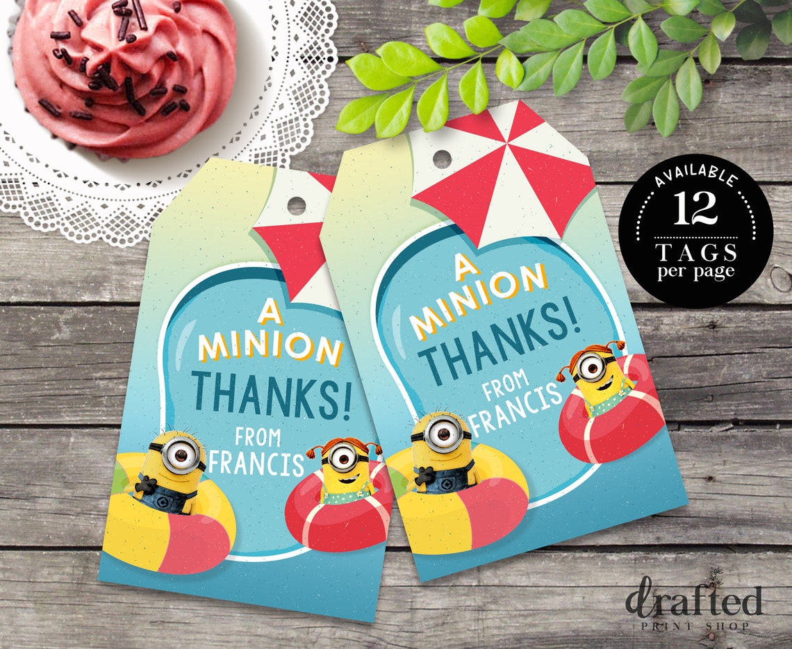 Minion Thank You Tags Minion Gift Tags Minion Favor Tags | Etsy