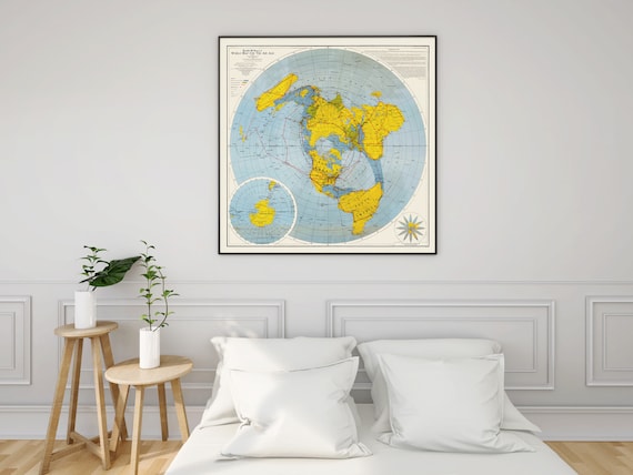 World Map for the Air Age - Rand Mcnally - Detailed Azimuthel