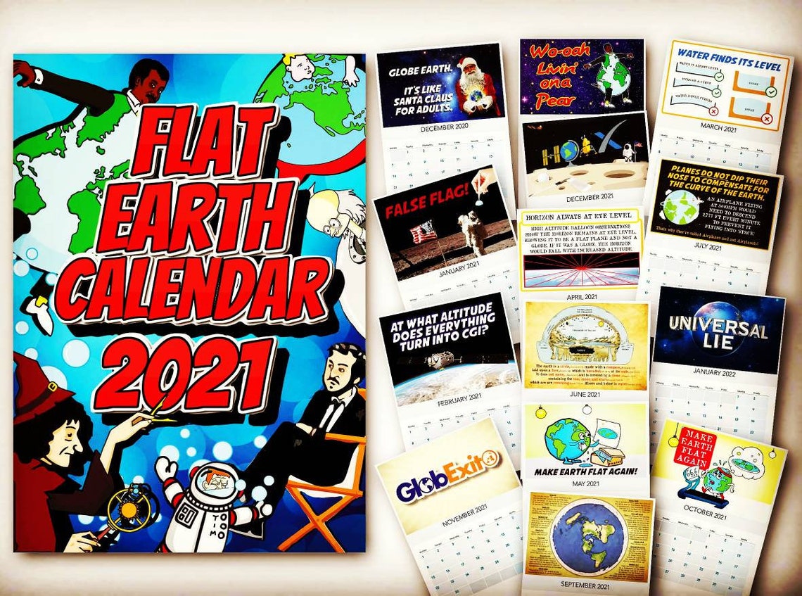 Flat Earth 2021 Calendar A4 feat 14 unique Flat Earth Etsy