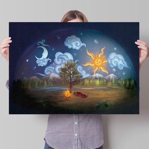 Flat Earth Art Print - Under the Dome - Firmament Poster - Wall Decor - Flatearther gift