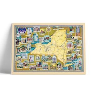 Vintage Karte von New York - 1941 Rand McNally Reproduktion, 36x24 oder 24x16 Zoll, Historische Wandkunst