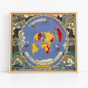 Kabel & Drahtlos Großer Kreis Karte - 1945 - Macdonald Gill - Flat Earth Print- British Empire Poster - FlatEarthPosters