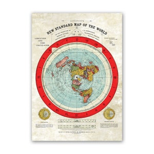 Flat Earth Gleason Map RESTORED EDITION alte Landkarte, große Landkarte, antikes Dekor, Map print #flatearth