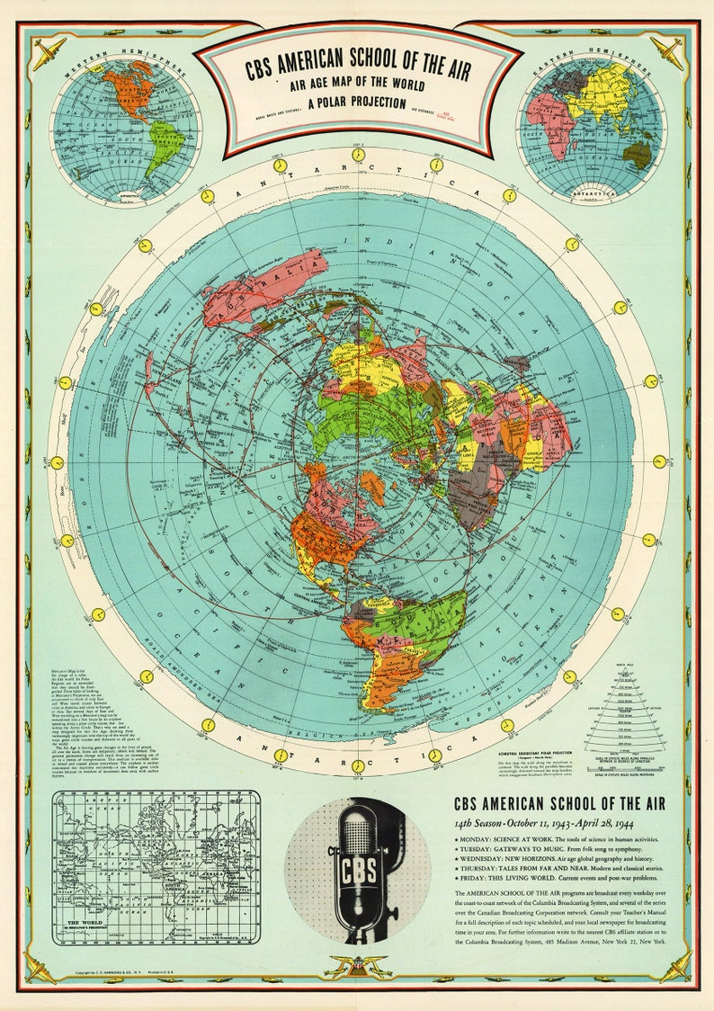 Flat Earth Map 1892 Alexander Gleason 16"x23" New Standard Map of the World 1892 Flat Earth Map 1892 Alexander Gleason 16"x23" New Standard Map of the World 1892