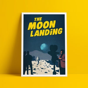 Die Mondlandung Scherz Poster - Kubrick - Raum 237 - Flache Erde Geschenk - Mondlandung Verschwörung - Künstlerische Illustration