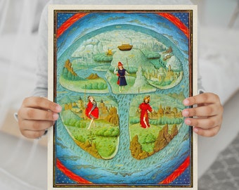 T-O Mappa mundi Vintage Map - 15th century - Noah's sons - Noah's Ark