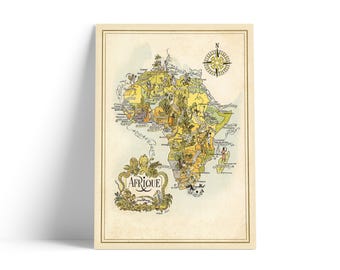 Impresión de mapas de África – Afrique - Jacques Liozu (1951) / Impresión A1, A2, A3