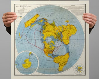 World Map for the Air Age - Rand McNally - Detailed Azimuthel Equidistant Map - 1942