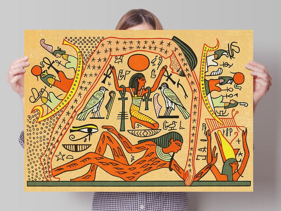 Ancient Egyptian Flat Earth Cosmology Print the Sky Goddess Nut and the Earth God Geb at the Creation of the World Etsy
