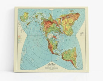 U.S Air Force Physical-Political Chart of the World (Azimuthel Equidistant/Flat Earth Map)