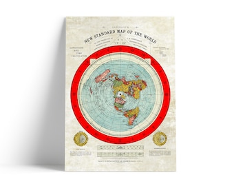 Mapa de la Tierra plana: el nuevo mapa estándar del mundo de Alex Gleason, mapa antiguo, mapa grande, decoración antigua, impresión de mapa de gran tamaño