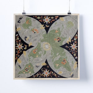 Air France-kaart, Lucien Boucher, Parijs. 1948 (Wereldkaart).