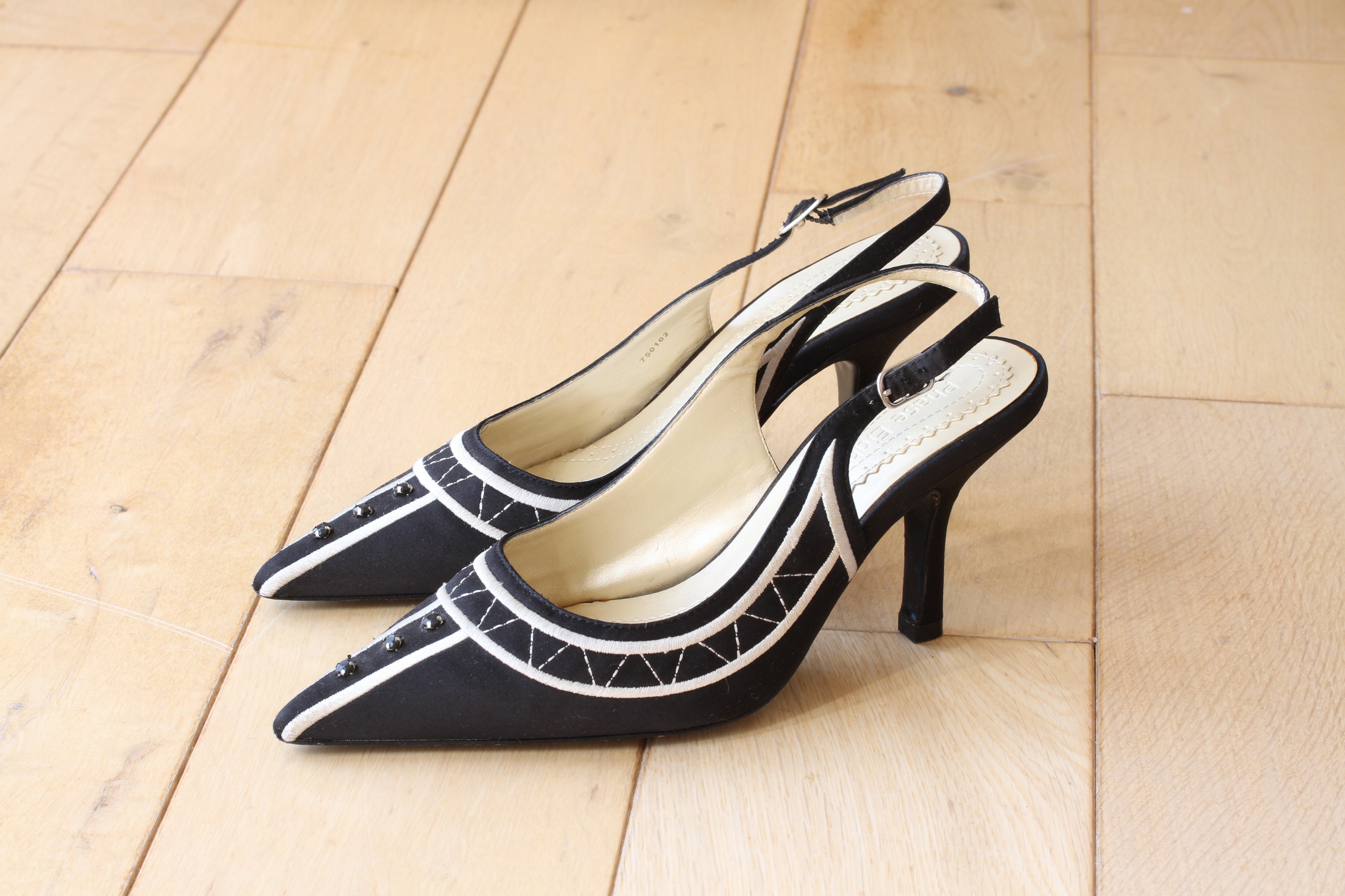 Black white top shoes heels