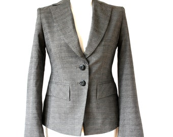 Small Vintage Grey Check Blazer, Vintage Next Blacer, Petite Blazer, Office Blazer, Work Blazer, Woman Small Office Blazer