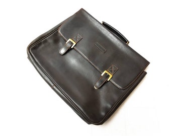 Large Dark Brown Man Briefcase, Matt Brown Leather Briefcase, Large Vintage Leather Laptop Bag, Office Organiser Briefcase, Office Briefcase