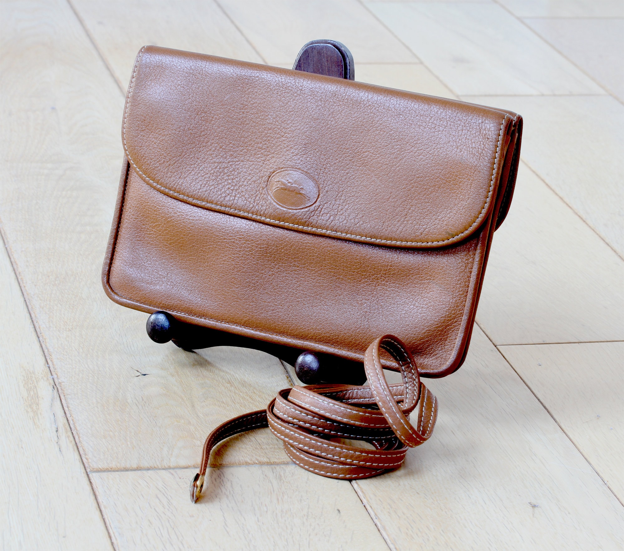 A Vintage Longchamp Leather Crossbody Bag