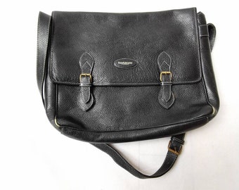 Russell and Bromley Black Leather Briefcase, Messenger Briefcase, Vintage Black Leather Laptop Bag, Vintage Laptop Crossbody Satchel Bag