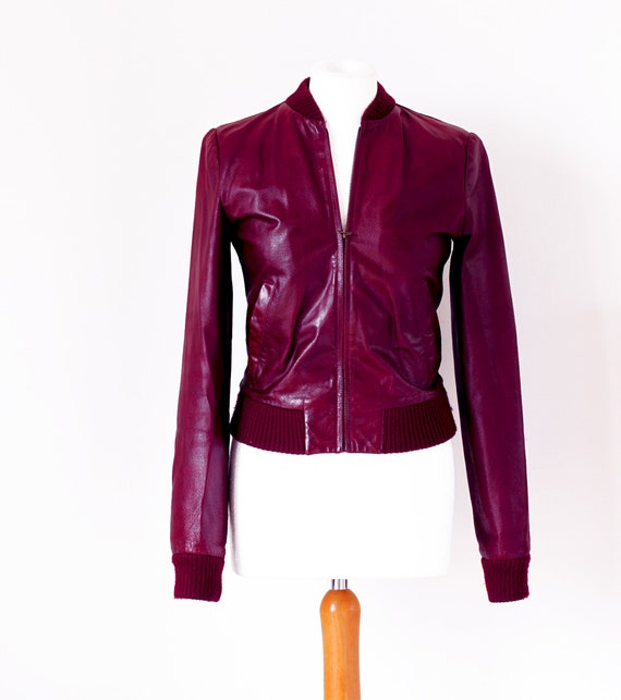 petite red leather jacket