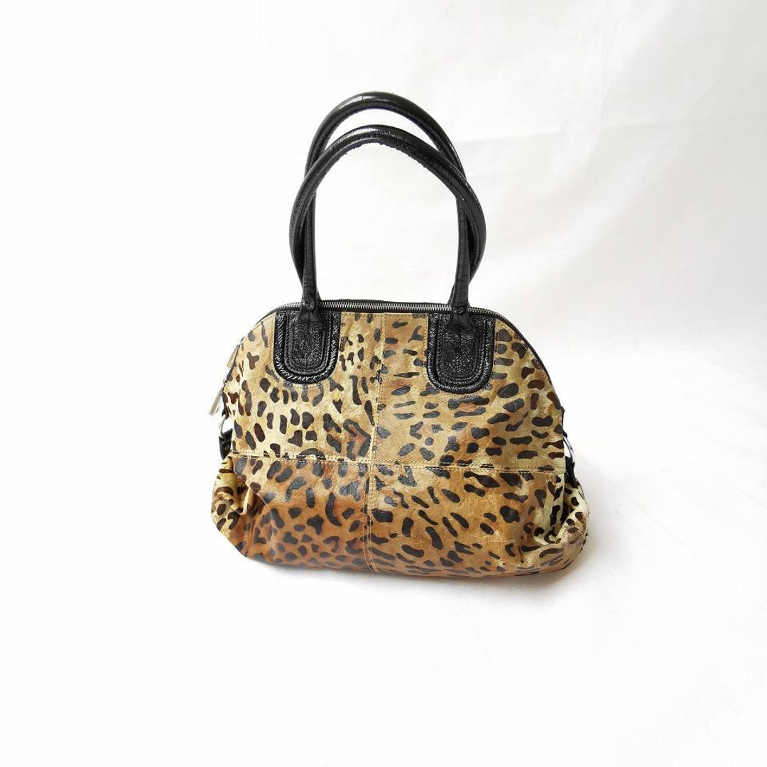 Large Vintage Leopard Print Leather Bag Large Animal Print Etsy