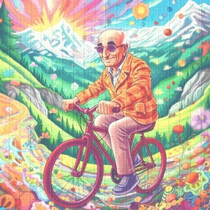 Blotter Art "Albert Hofmann Bike-ride 1" 18 cm x 18 cm 400 stampe, niente droga, solo carta!!!