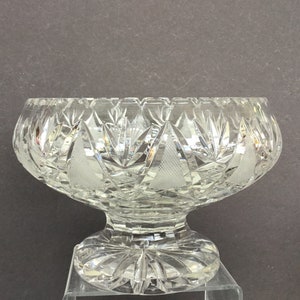 MCM Large Centerpiece Crystal Bowl Vintage Brilliant Hand Cut Leaded Glass