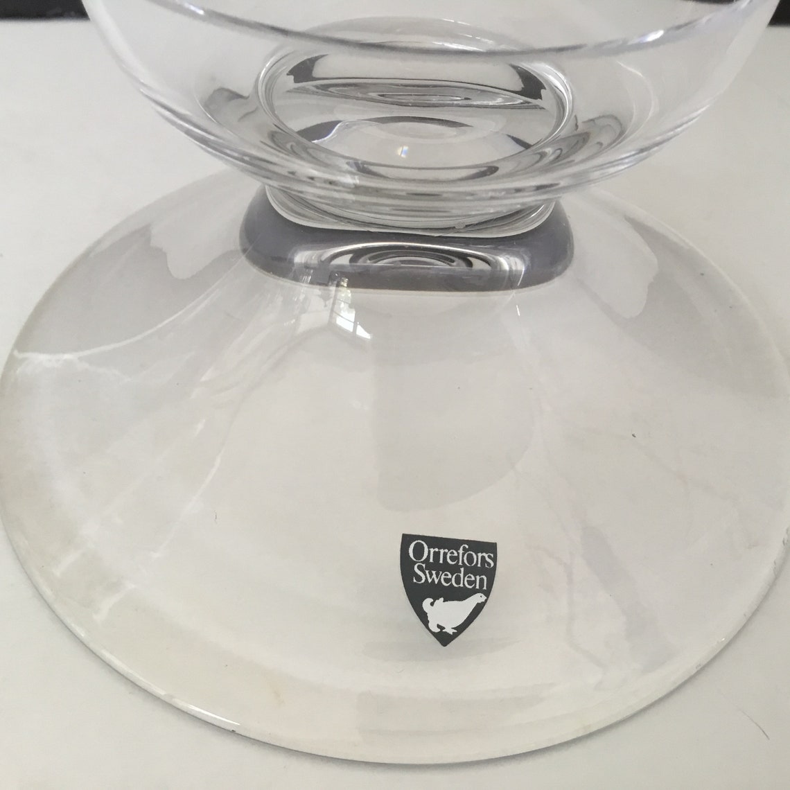 Orrefors Sweden Maja Glass Signed Crystal Footed Tea Light Candle