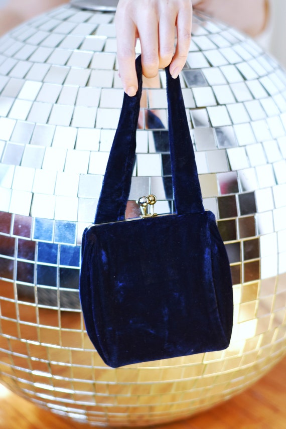 Blue Velvet Evening bag / Vintage bag / Velvet eve
