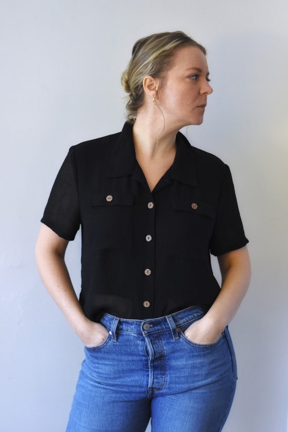 BOXY blouse MED / vintage blouse / vintage top / c