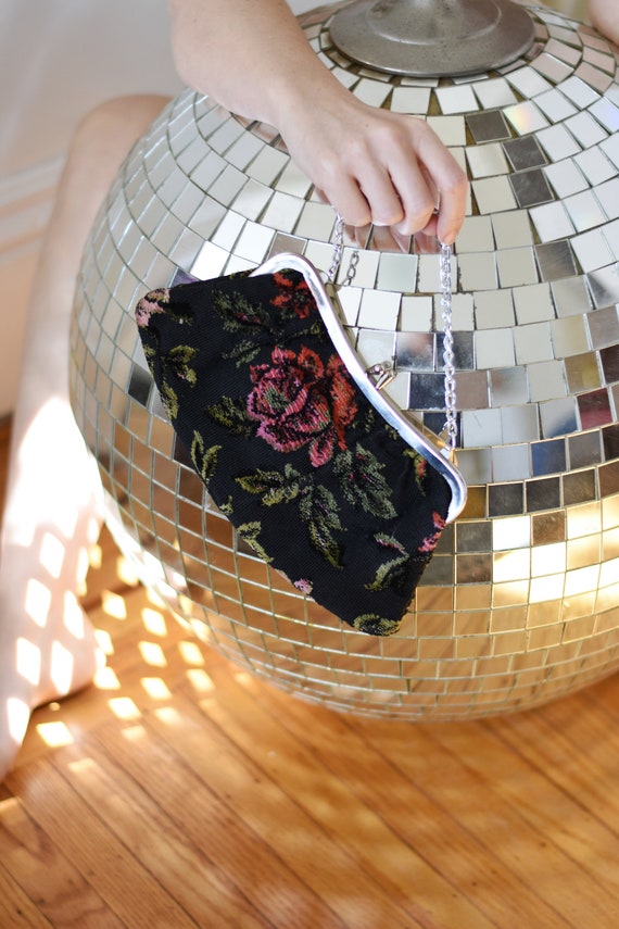 Velvet Chenille Evening bag / Vintage bag / Floral