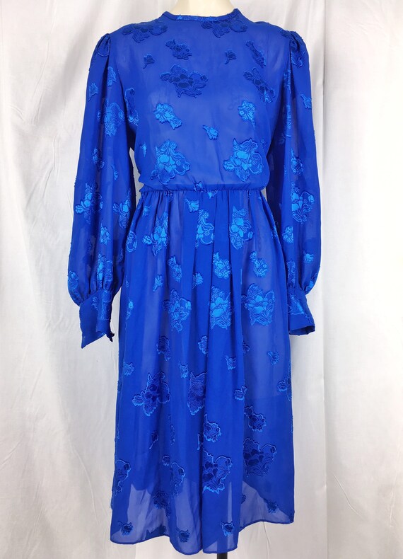 COBALT iridescent dress SM / sheer dress / vintage