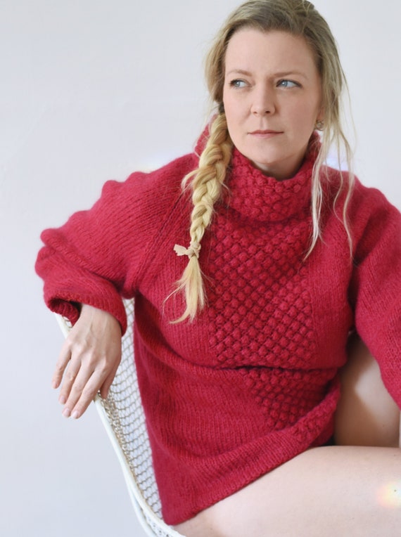 fuzzy mohair fuchsia wool sweater / s / m / fuschi