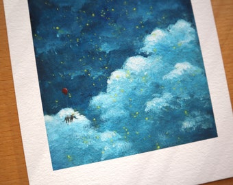 Elephant Rides Through the Skies - A5 | Fine Art Archival Print | Giclée Art Print