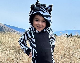 Kids Zebra Costume, Animal Print Suit, Halloween Dress Up Outfit, Wildlife Theme Party, Children's Costume