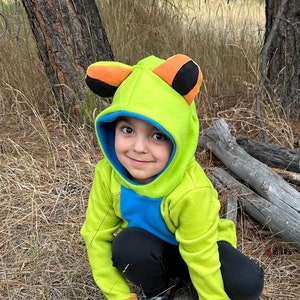 Kids Green Tree Frog Costume, Froggy Halloween Dress-up Outfit, Animal Costume for Boys and Girls, Red-eyed Tree Frog, Rainforest Costume