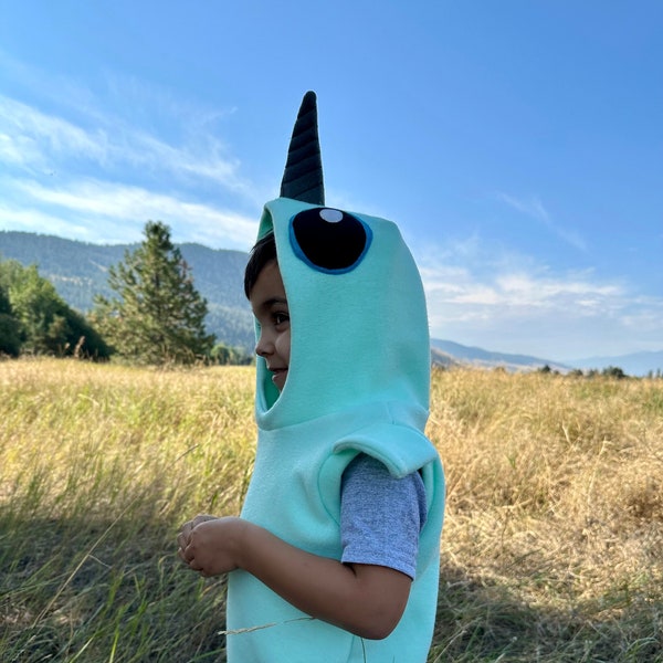Narwhal Costume, Kids Halloween Costume, Ocean Animal Dress Up, Underwater Creature Outfit, Narwhal Cosplay