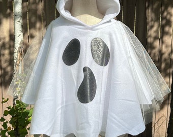 Kids Ghost Costume, Toddler Cape, Fleece Halloween Outfit, Spooky Dress-up, Ghostly Attire