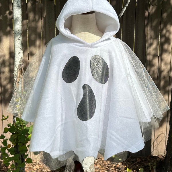 Kids Ghost Costume, Toddler Cape, Fleece Halloween Outfit, Spooky Dress-up, Ghostly Attire