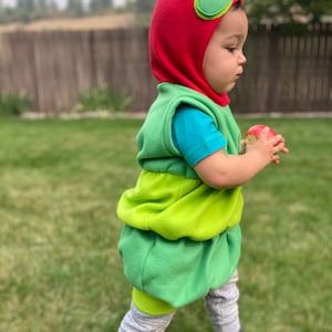 Handmade Caterpillar Costume Fleece Sweatshirt, Warm Kids Halloween Costume, Cute Toddler Outfit, Unique Costume image 3