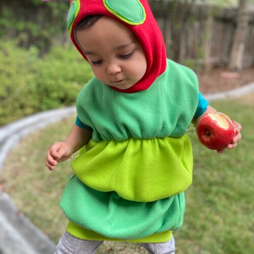Handmade Caterpillar Costume Fleece Sweatshirt, Warm Kids Halloween Costume, Cute Toddler Outfit, Unique Costume
