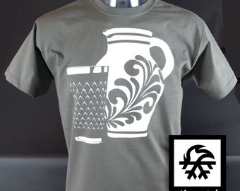 T-Shirt Apfelwein, Bembel, Geripptes, Hessisch, Ebbelwoi, Illustration von Waveslide